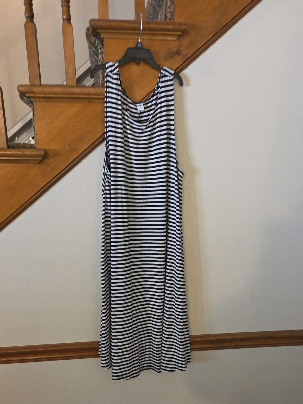 Old Navy Black & White Striped Midi Tank Dress
